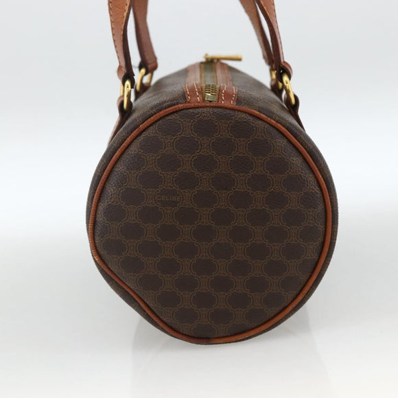 CELINE Macadam Canvas Hand Bag PVC Leather Brown Gold Auth BSZ244