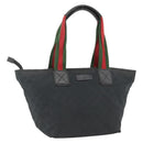 GUCCI GG Canvas Sherry Line Hand Bag Black 131230 Auth BSZ247-1