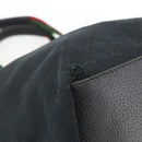 GUCCI GG Canvas Sherry Line Hand Bag Black 131230 Auth BSZ247-11