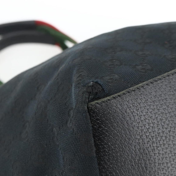GUCCI GG Canvas Sherry Line Hand Bag Black 131230 Auth BSZ247