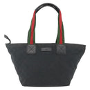 GUCCI GG Canvas Sherry Line Hand Bag Black 131230 Auth BSZ247-2