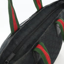 GUCCI GG Canvas Sherry Line Hand Bag Black 131230 Auth BSZ247-6