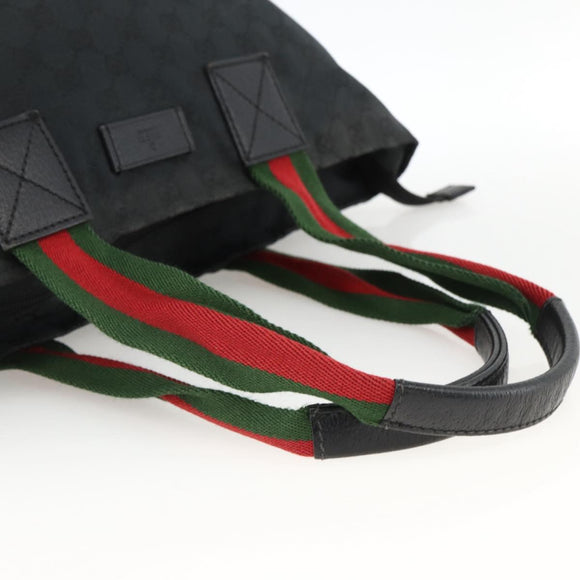 GUCCI GG Canvas Sherry Line Hand Bag Black 131230 Auth BSZ247