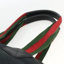 GUCCI GG Canvas Sherry Line Hand Bag Black 131230 Auth BSZ247-8