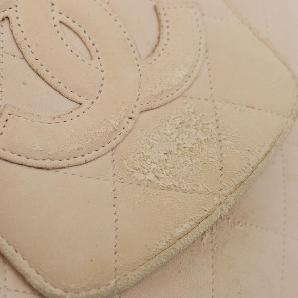 CHANEL Matelasse Chain Hand Bag Lamb Skin Beige Gold CC Auth BSZ256