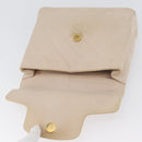 CHANEL Matelasse Chain Hand Bag Lamb Skin Beige Gold CC Auth BSZ256-18
