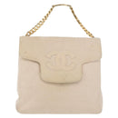CHANEL Matelasse Chain Hand Bag Lamb Skin Beige Gold CC Auth BSZ256-13
