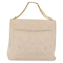 CHANEL Matelasse Chain Hand Bag Lamb Skin Beige Gold CC Auth BSZ256-2