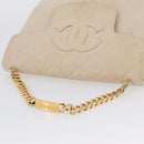 CHANEL Matelasse Chain Hand Bag Lamb Skin Beige Gold CC Auth BSZ256-6