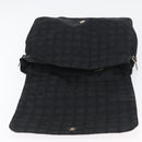 CHANEL New Travel Line Shoulder Bag Nylon Black Gold CC Auth BSZ258-15