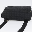 CHANEL New Travel Line Shoulder Bag Nylon Black Gold CC Auth BSZ258-6