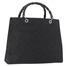 GUCCI GG Canvas Bamboo Hand Bag Nylon Black Silver 002 1010 Auth BSZ259-1