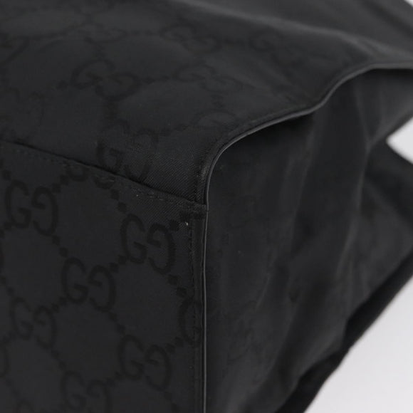 GUCCI GG Canvas Bamboo Hand Bag Nylon Black Silver 002 1010 Auth BSZ259