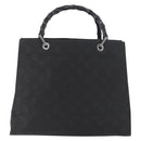 GUCCI GG Canvas Bamboo Hand Bag Nylon Black Silver 002 1010 Auth BSZ259-13