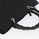 GUCCI GG Canvas Bamboo Hand Bag Nylon Black Silver 002 1010 Auth BSZ259-6