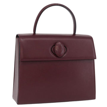 CARTIER Must Line Hand Bag Leather Bordeaux Gold Auth BSZ260V