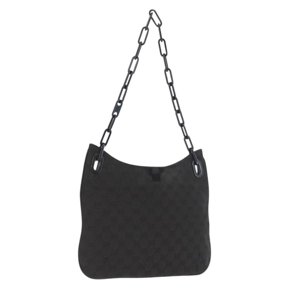 GUCCI GG Canvas Schultertasche mit Plastikkette Schwarz Gold 001 4168 Auth BSZ262