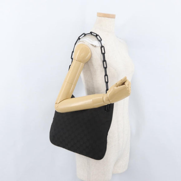 GUCCI GG Canvas Schultertasche mit Plastikkette Schwarz Gold 001 4168 Auth BSZ262