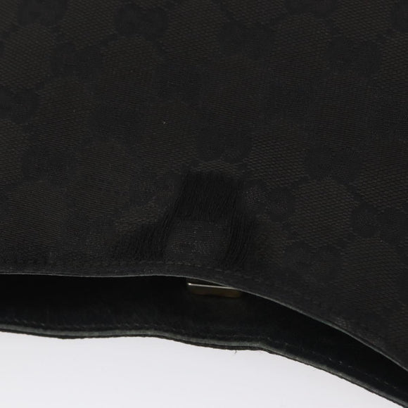 GUCCI GG Canvas Schultertasche mit Plastikkette Schwarz Gold 001 4168 Auth BSZ262