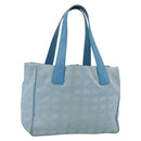 CHANEL New Travel Line Hand Bag Nylon Light Blue Silver CC Auth BSZ263-1