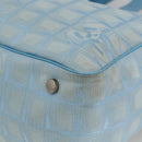 CHANEL New Travel Line Hand Bag Nylon Light Blue Silver CC Auth BSZ263-9