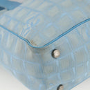 CHANEL New Travel Line Hand Bag Nylon Light Blue Silver CC Auth BSZ263-14