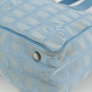 CHANEL New Travel Line Hand Bag Nylon Light Blue Silver CC Auth BSZ263-15