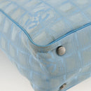 CHANEL New Travel Line Hand Bag Nylon Light Blue Silver CC Auth BSZ263-16