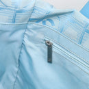CHANEL New Travel Line Hand Bag Nylon Light Blue Silver CC Auth BSZ263-20