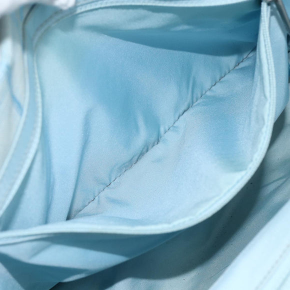 CHANEL New Travel Line Hand Bag Nylon Light Blue Silver CC Auth BSZ263