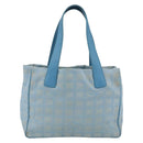 CHANEL New Travel Line Hand Bag Nylon Light Blue Silver CC Auth BSZ263-13