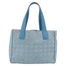 CHANEL New Travel Line Hand Bag Nylon Light Blue Silver CC Auth BSZ263-2