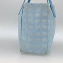 CHANEL New Travel Line Hand Bag Nylon Light Blue Silver CC Auth BSZ263-4