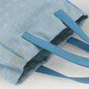 CHANEL New Travel Line Hand Bag Nylon Light Blue Silver CC Auth BSZ263-6
