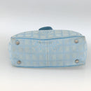 CHANEL New Travel Line Hand Bag Nylon Light Blue Silver CC Auth BSZ263-5