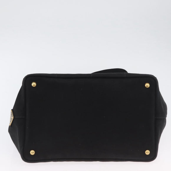PRADA Canapa GM Handtas Denim 2way Zwart Goud Auth BSZ264