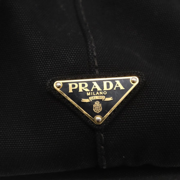 PRADA Canapa GM Handtas Denim 2way Zwart Goud Auth BSZ264
