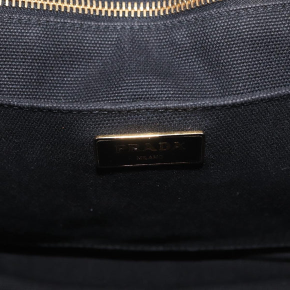 PRADA Canapa GM Handtas Denim 2way Zwart Goud Auth BSZ264