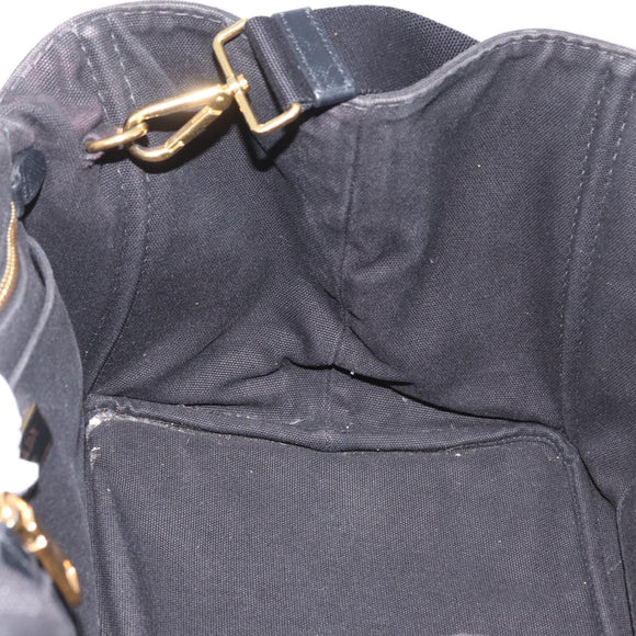 PRADA Canapa GM Handtas Denim 2way Zwart Goud Auth BSZ264