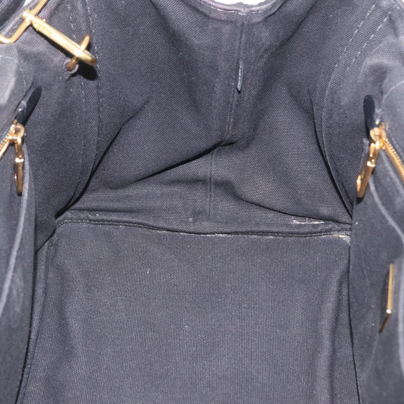 PRADA Canapa GM Handtas Denim 2way Zwart Goud Auth BSZ264