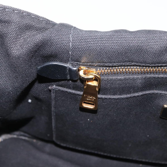 PRADA Canapa GM Handtas Denim 2way Zwart Goud Auth BSZ264