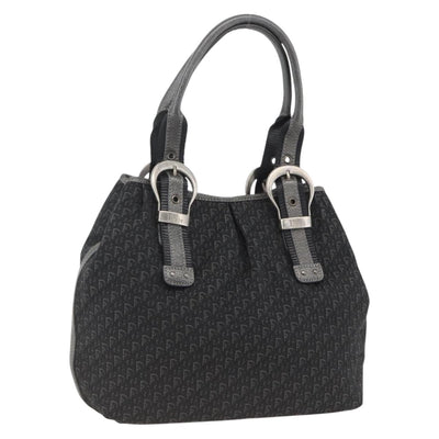 Christian Dior Trotter Canvas Tote Bag Black Silver Auth BSZ265SAV
