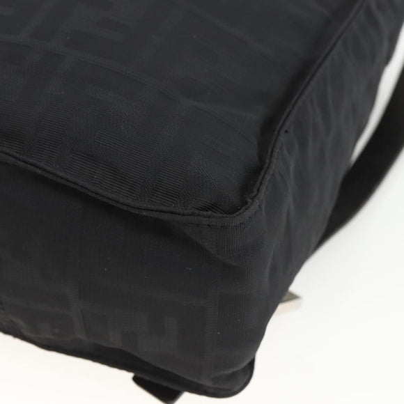 FENDI Zucca Canvas Backpack Black Silver Auth BSZ267V