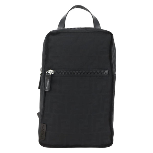 FENDI Zucca Canvas Backpack Black Silver Auth BSZ267V