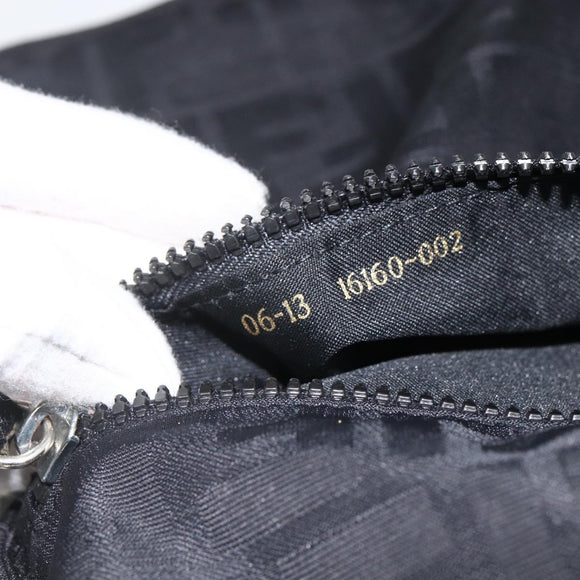 FENDI Zucca Canvas Backpack Black Silver Auth BSZ267V