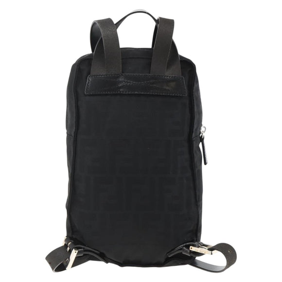 FENDI Zucca Canvas Backpack Black Silver Auth BSZ267V