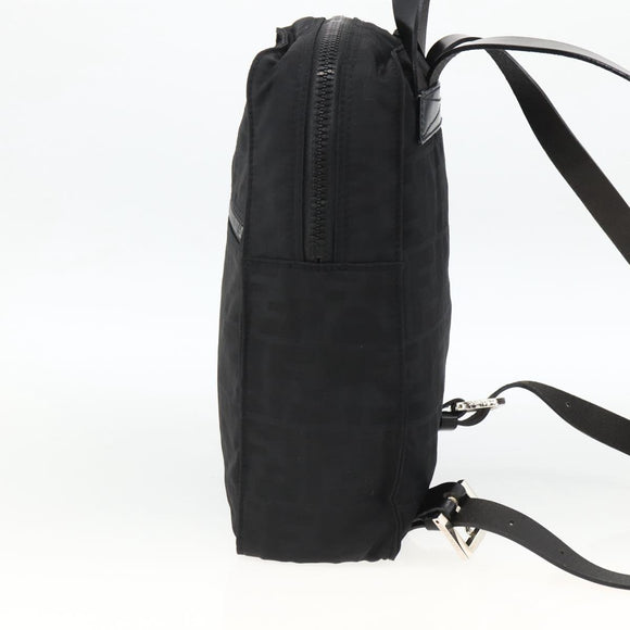 FENDI Zucca Canvas Backpack Black Silver Auth BSZ267V