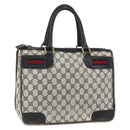 GUCCI GG Supreme Sherry Line Hand Bag PVC Navy Gold Auth BSZ273-1