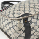 GUCCI GG Supreme Sherry Line Hand Bag PVC Navy Gold Auth BSZ273-11