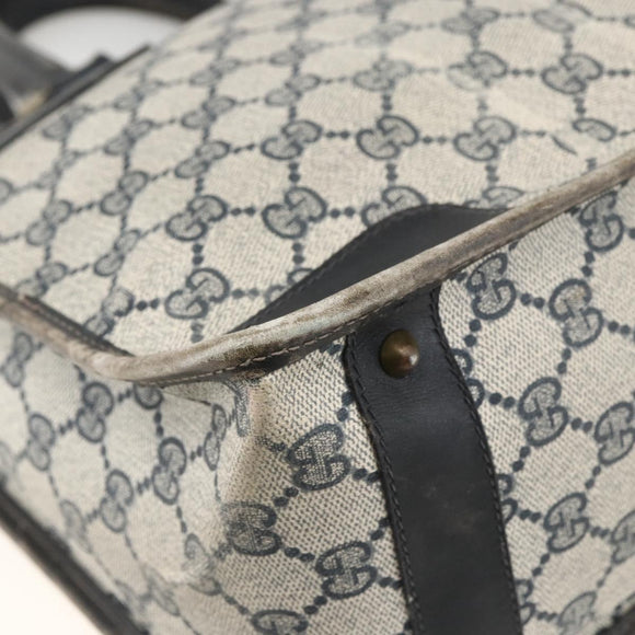 GUCCI GG Supreme Sherry Line Hand Bag PVC Navy Gold Auth BSZ273